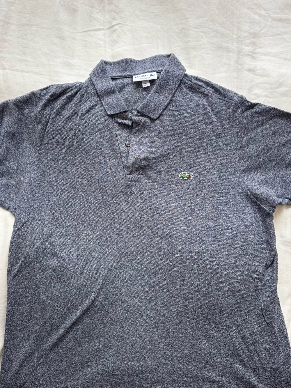 Lacoste Men's Heather Charcoal Polo with Signature Crocodile